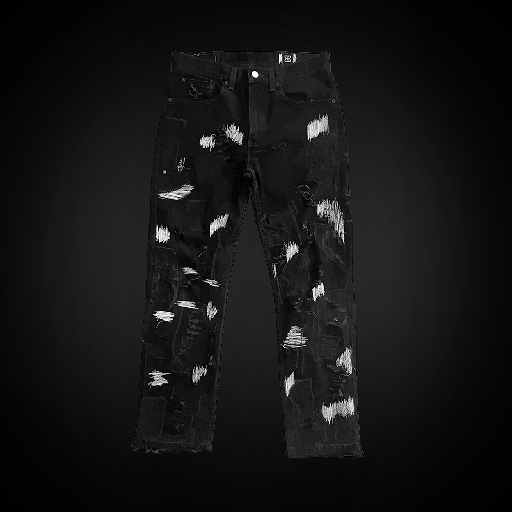 Stitched Reworked Levis Denim Jeans 30W x 32L Distinct Collectives