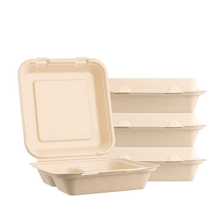 Sugarfiber™ 8x8 inch 3 Compartment Square Hinged Container — HAKOWARE by  Harvest Pack Inc