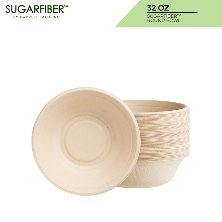 Sugarfiber™ 32 oz Round Bowls — HAKOWARE by Harvest Pack Inc