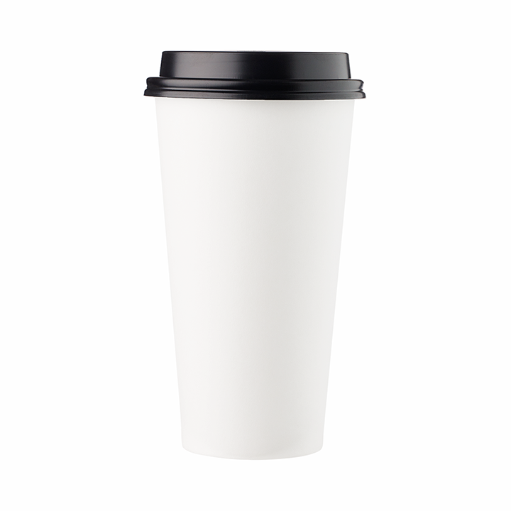 Disposable Paper Cup Plastic White Lid Bag Straw Coffee Mug