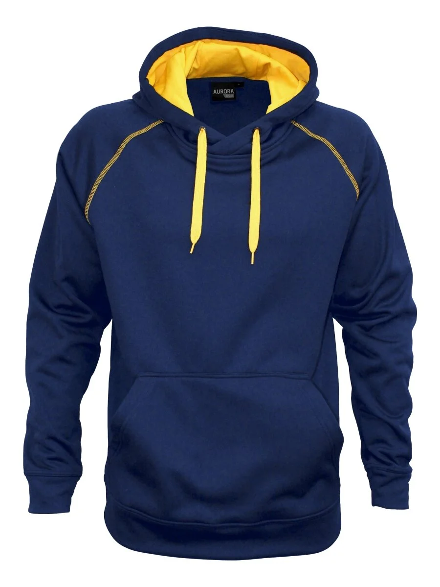 navy and gold hoodie