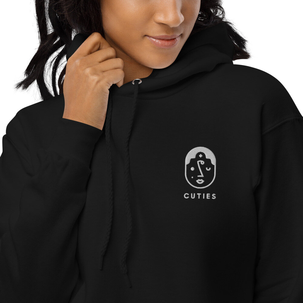 Cuties Embroidered Fleece Hoodie - White Logo — Cuties