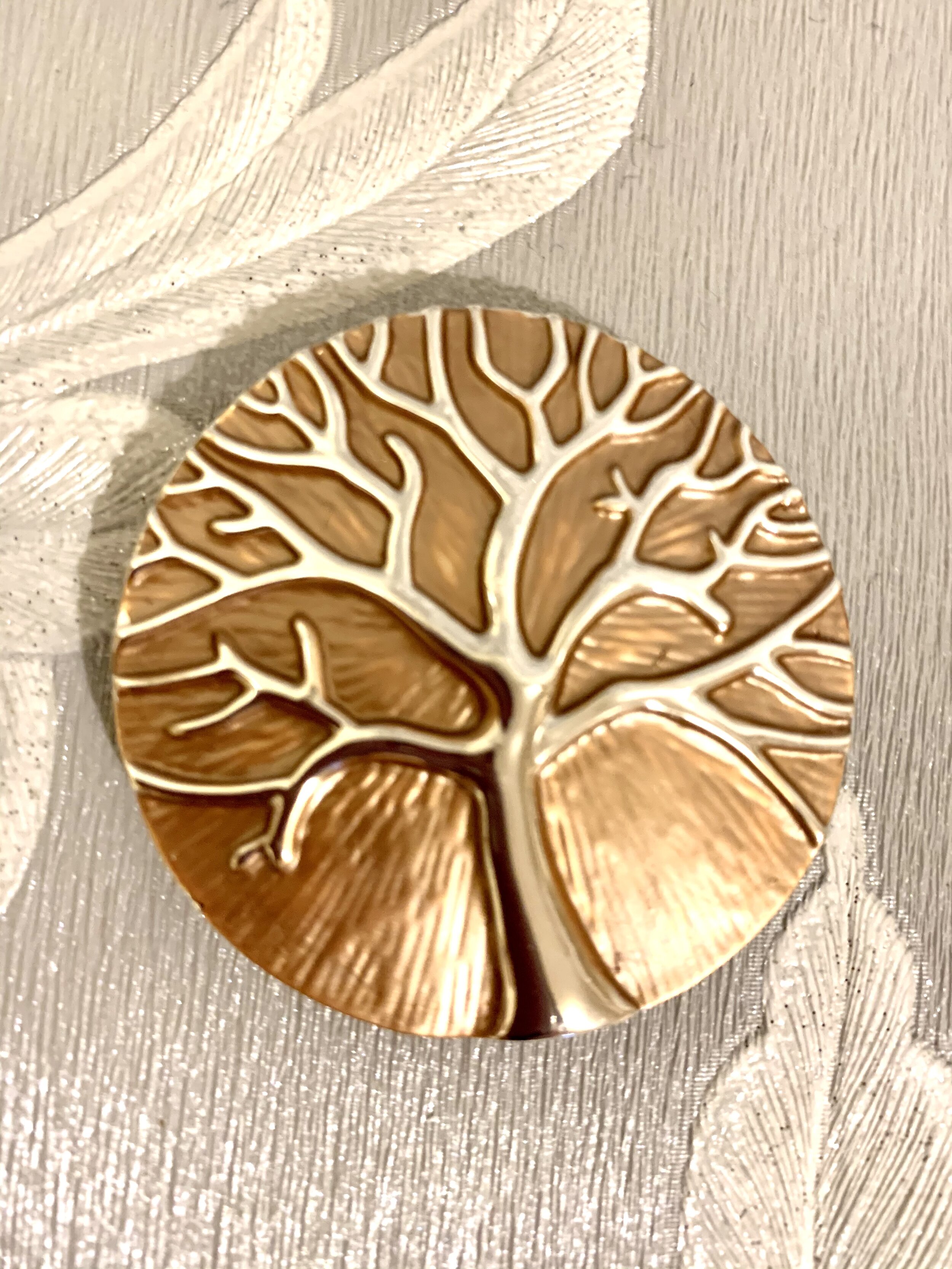 Magnetic Brooch Circle Tree Design brown/tan - Garden Diva Design Studio LLC