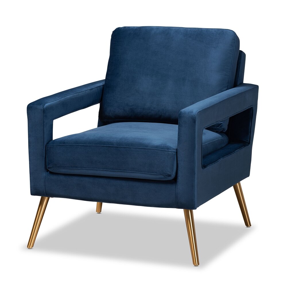 Baxton Studio Leland Glam And Luxe Light Blue Velvet Armchair Sanabria Homes Designs
