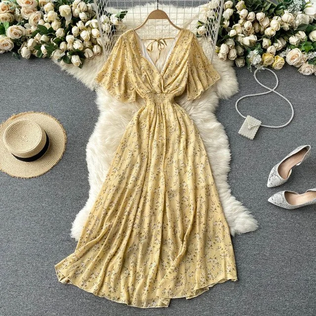 ★韓国人気★I AM MARI★PIET SHIRRING FLOWER DRESS Kai Dress – Dress the Population