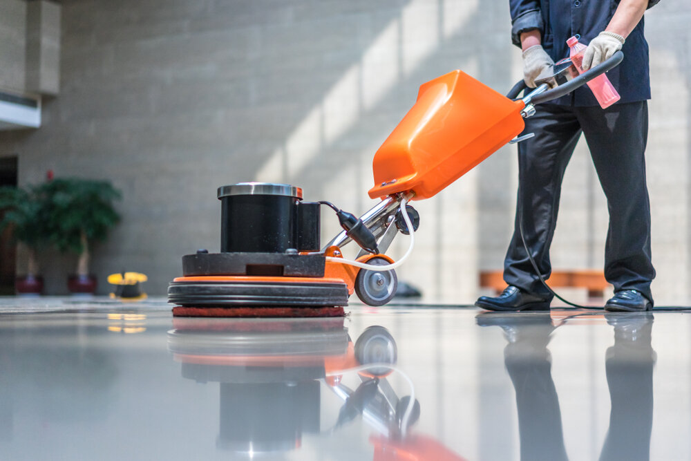 Floor care and cleaning services with washing machine