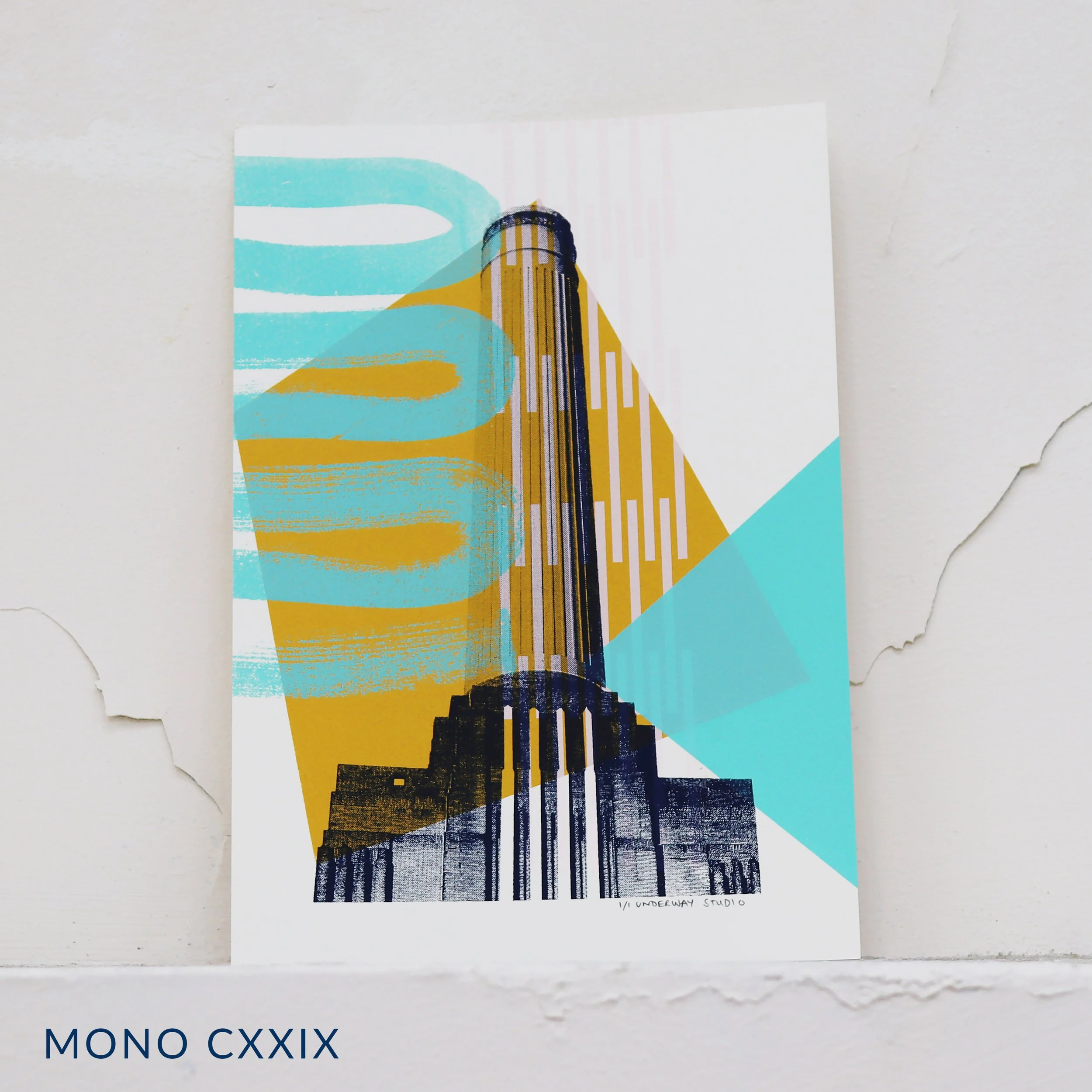 Mini Mono Screen Print - Battersea Power Station — Underway