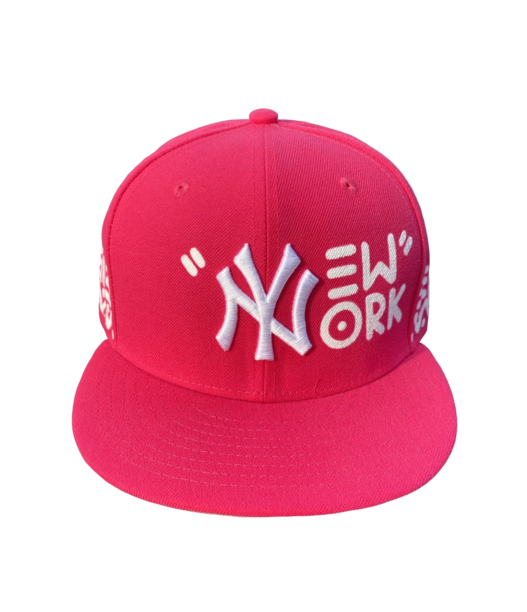 HAND PAINTED YANKEE FITTED - HOT PINK — thesnoeman