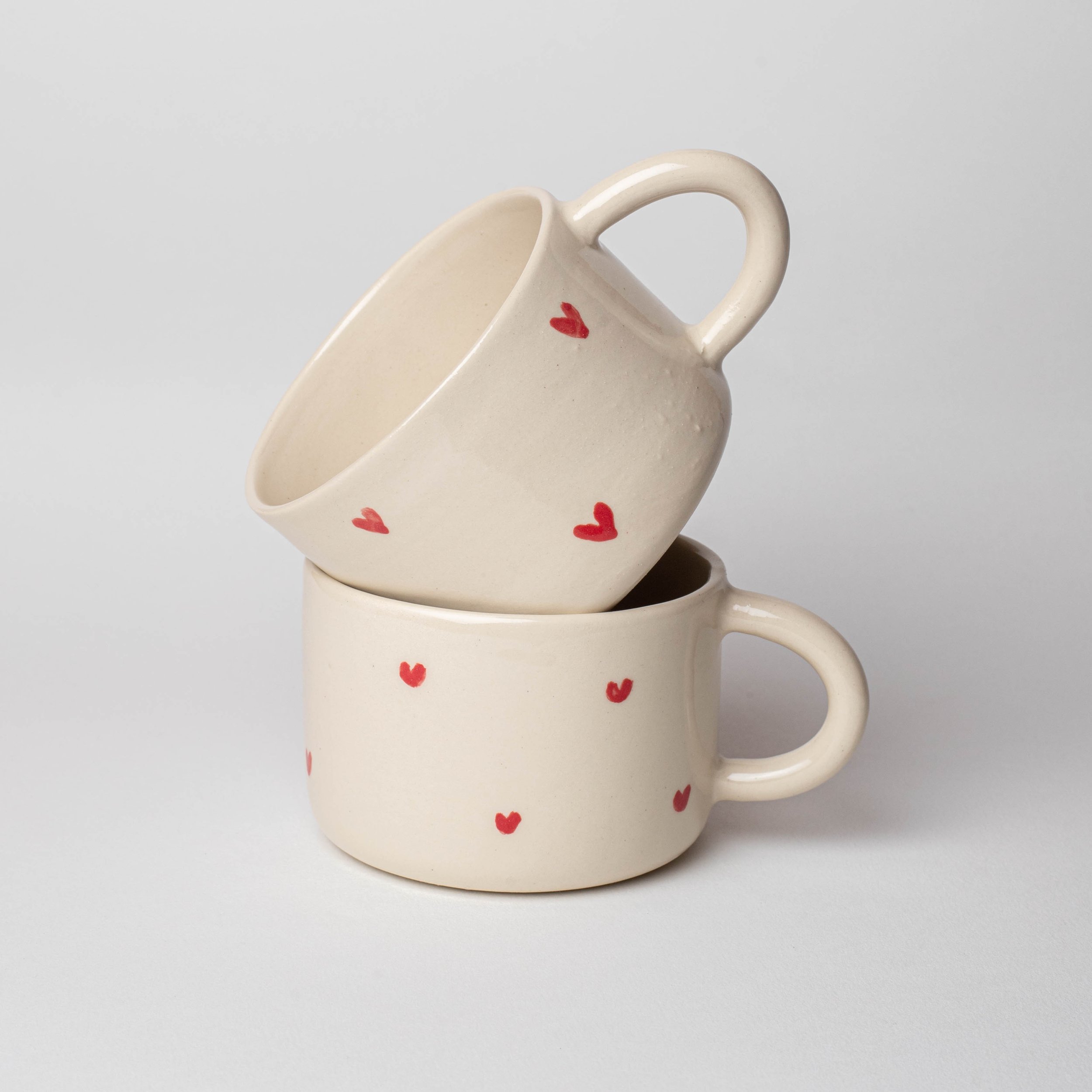 Tasse à café EPHATA Coeur flamboyant en céramique fait main JAUNE — Haut  les coeurs Collection