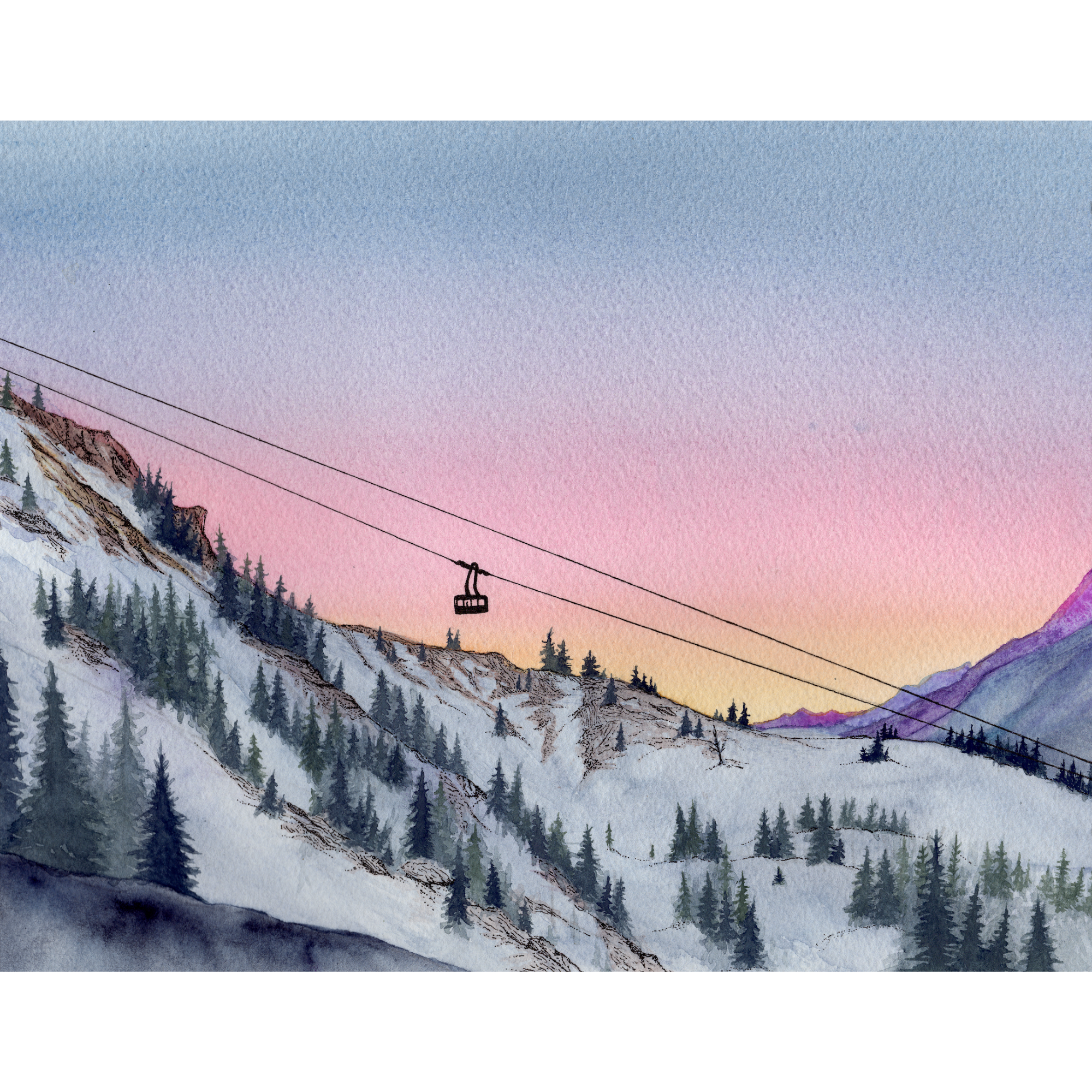 Snowbird Mountain Resort Watercolor - Powder Art Print