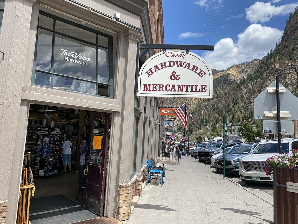 Storefront of Ouray Hardware & Mercantile