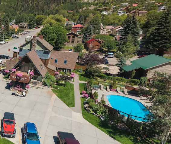 Drone View of Twin Peaks Lodge & Hot Springs