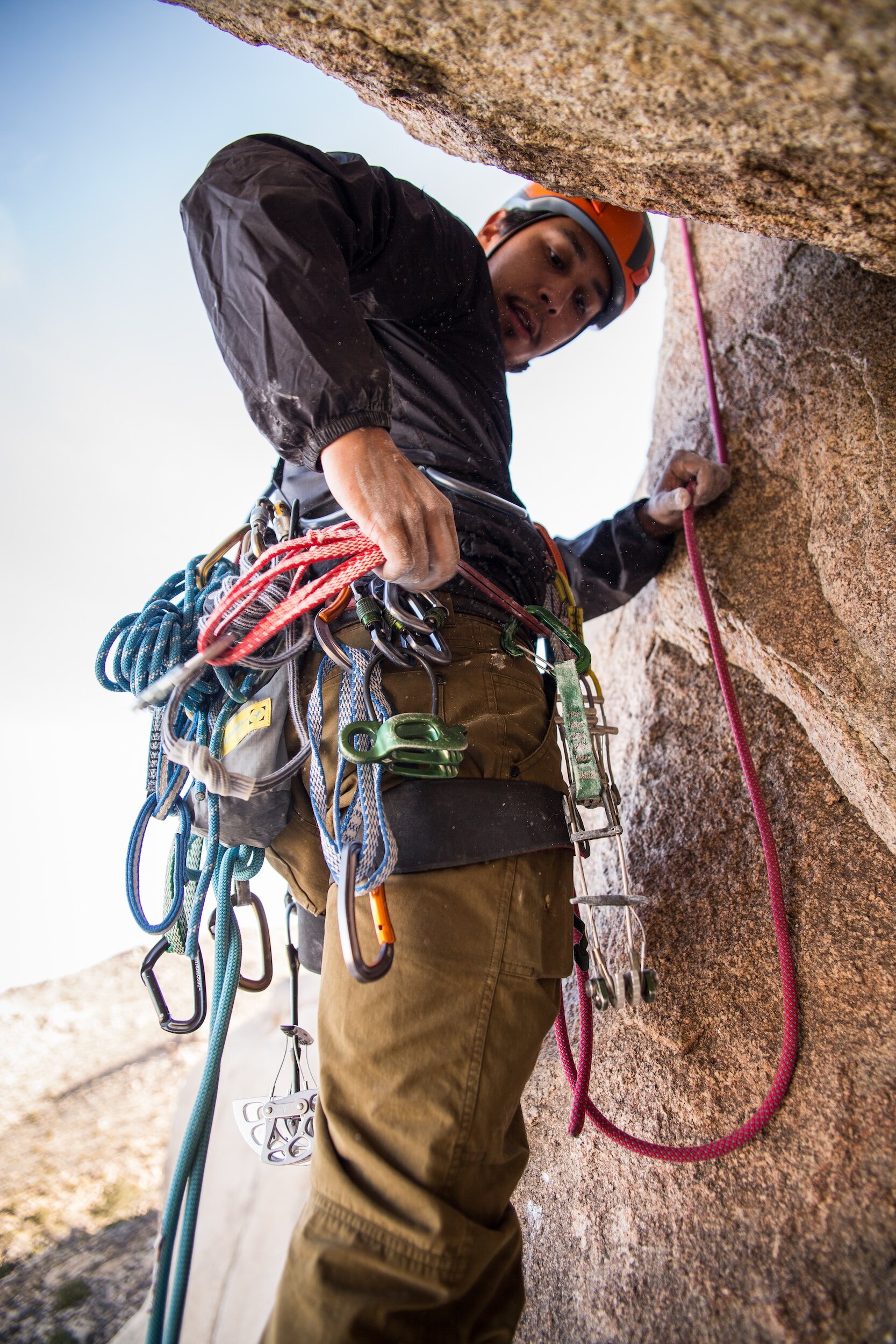 climber with full harness 