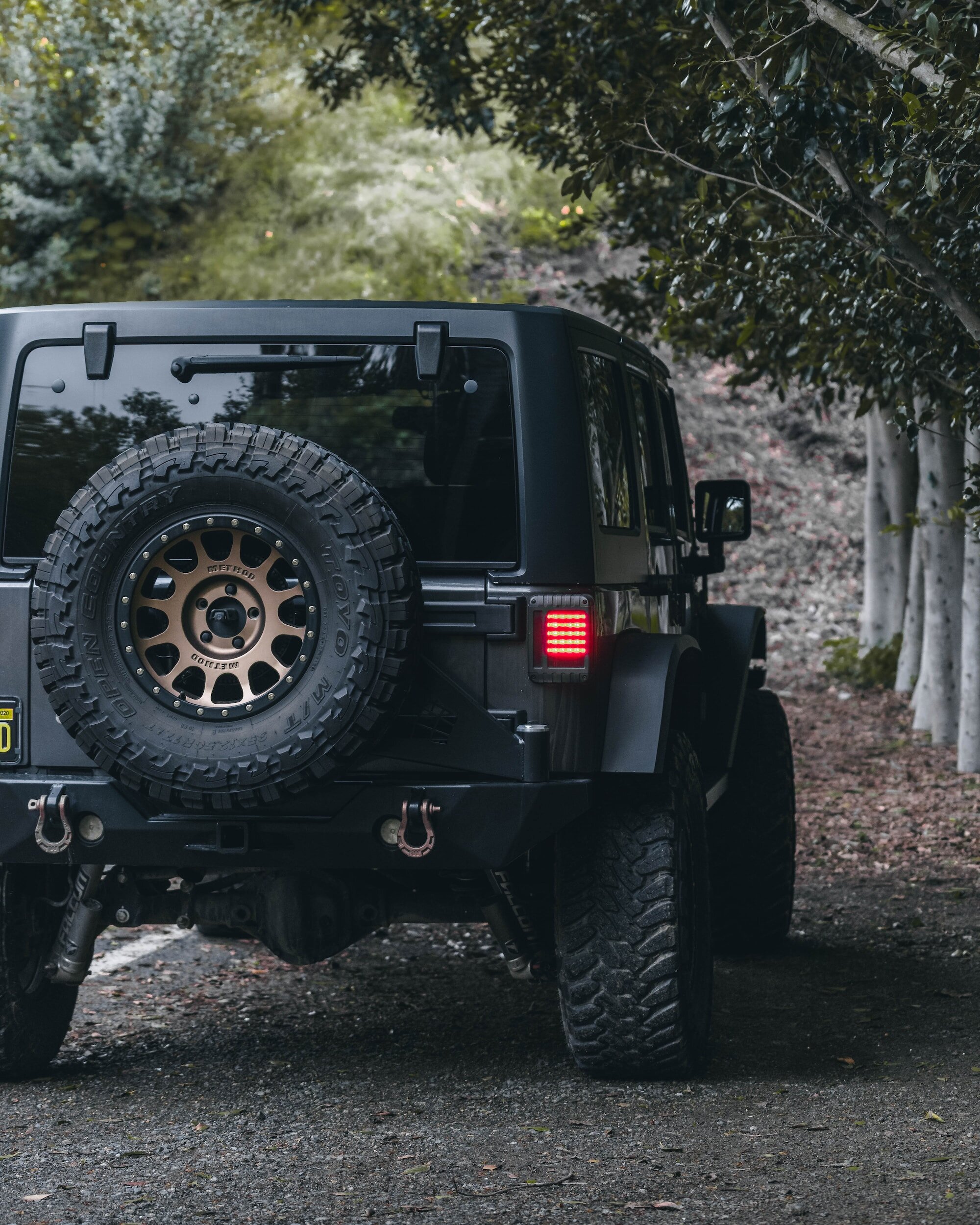 Black Jeep in woods