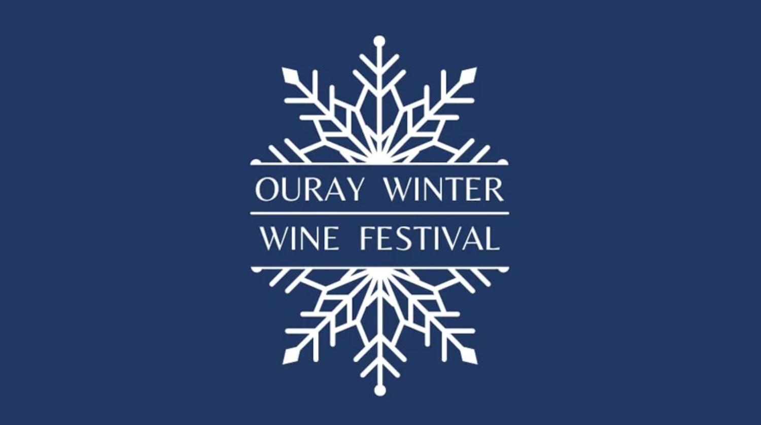 冰柱中间写着“Ouray 冬天 酒 Festival”