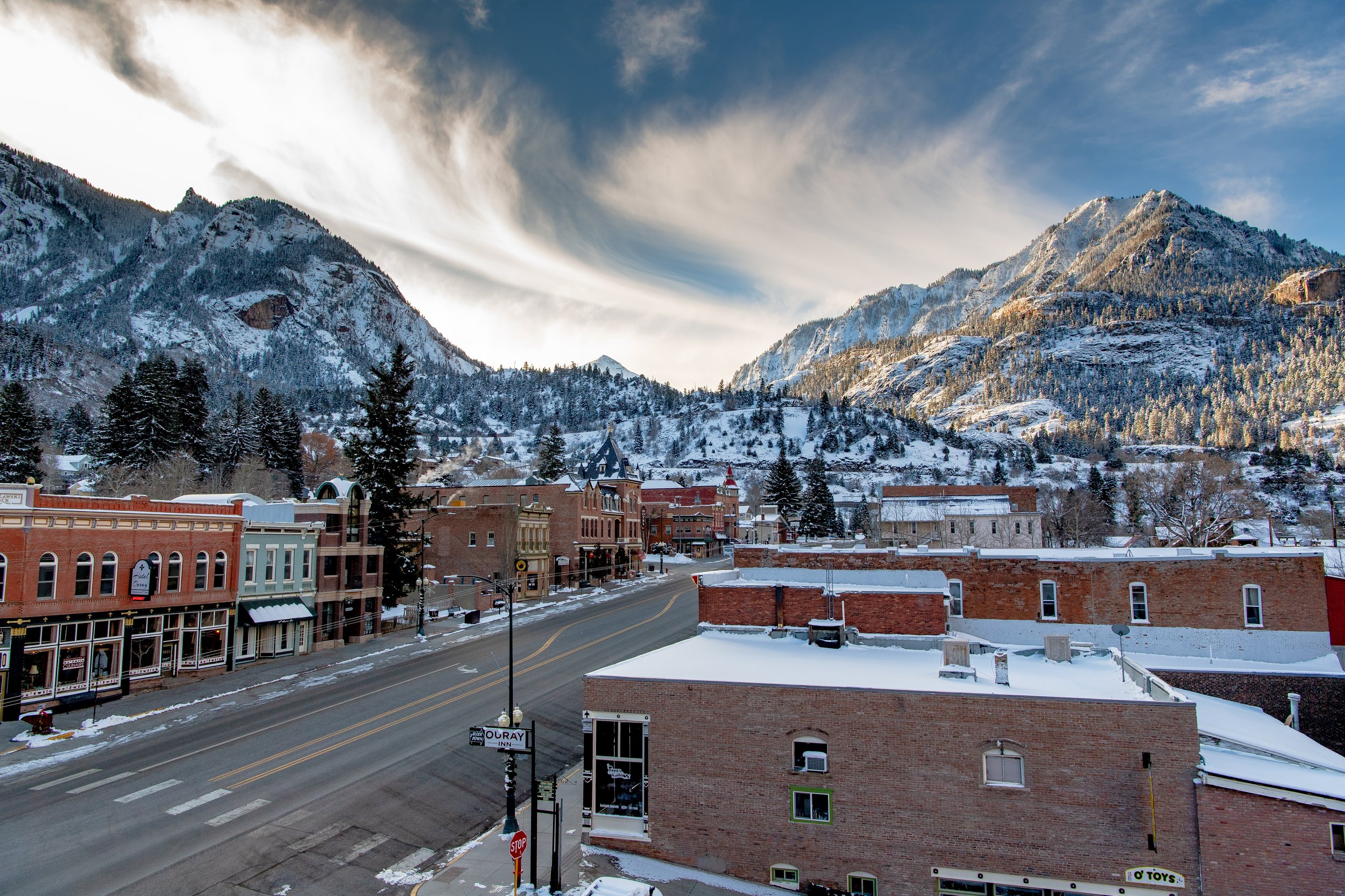 Ouray Main Street in the winter