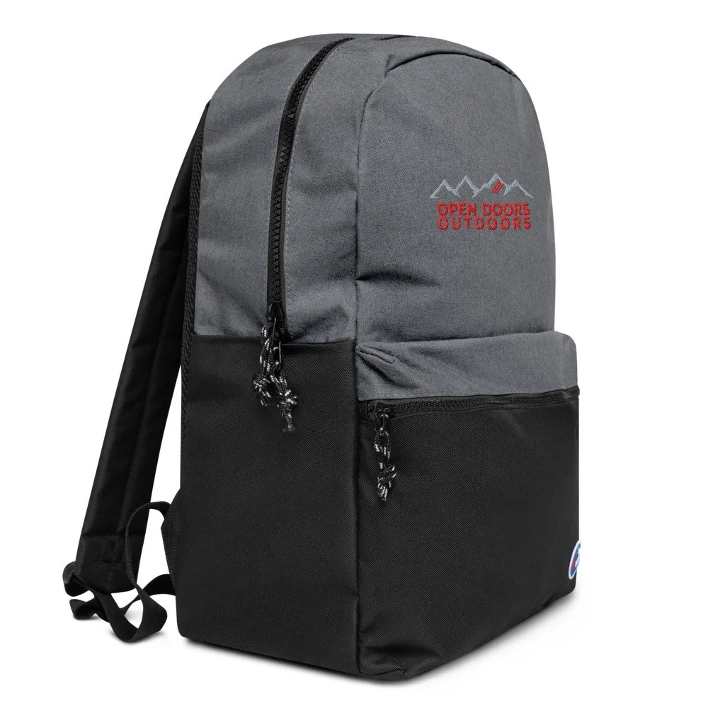 Embroidered Champion Backpack Open Doors Outdoors