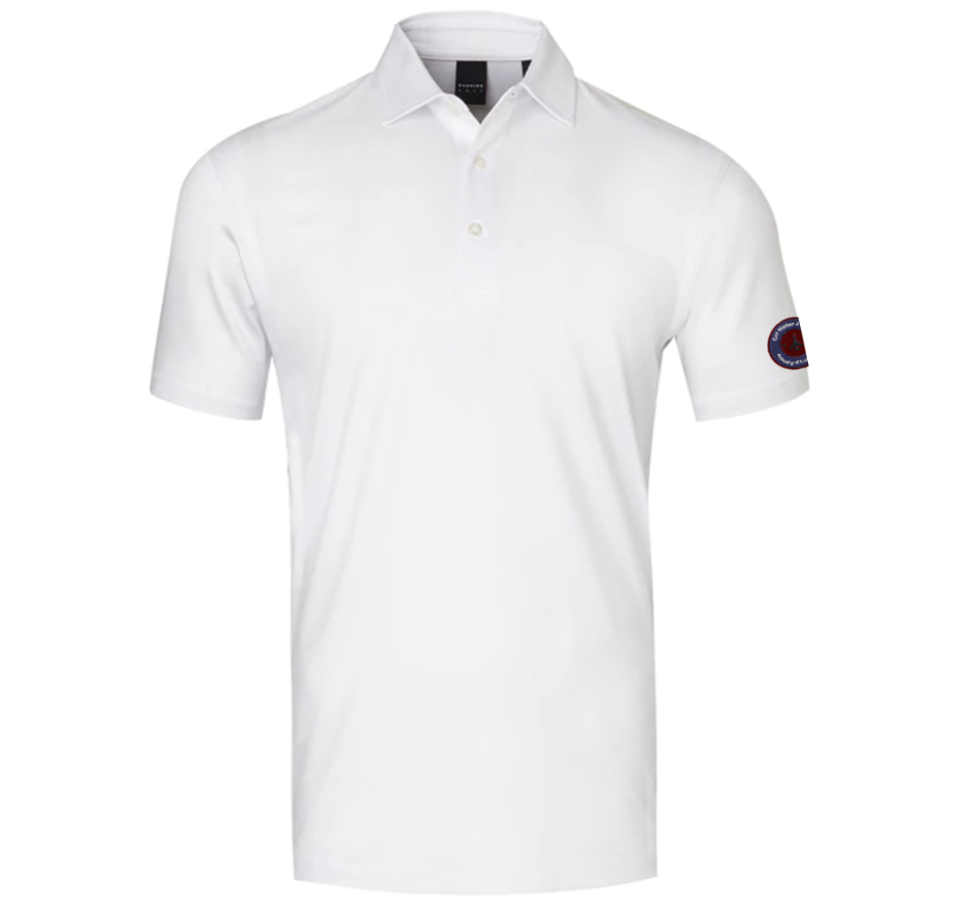 Col Rabe Dunning Galway white golf polo