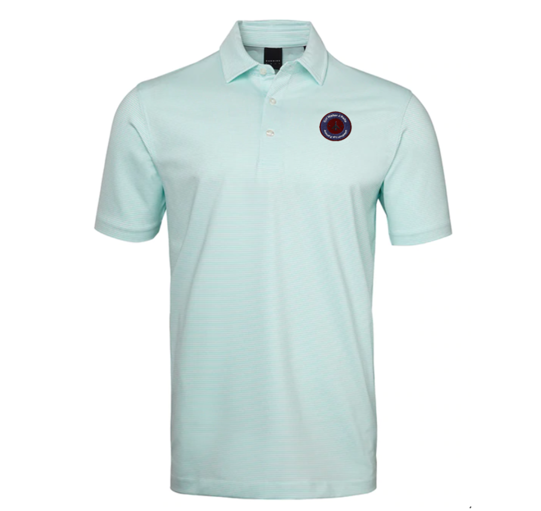 Col Rabe Dunning Whitby beach glass golf polo