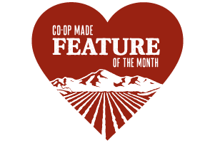 co-op made features of the month tag red