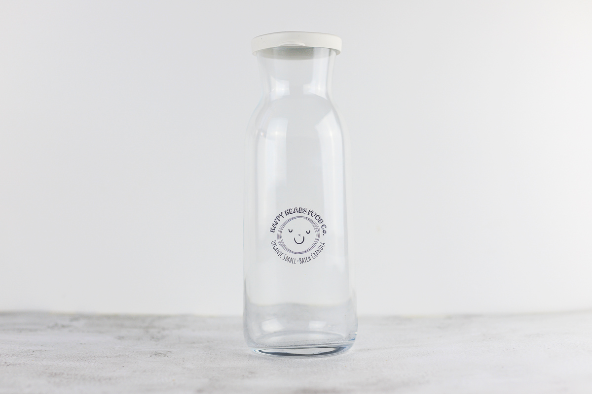Glass Carafe with Lid | Happy Heads Food Co. | Organic Granola