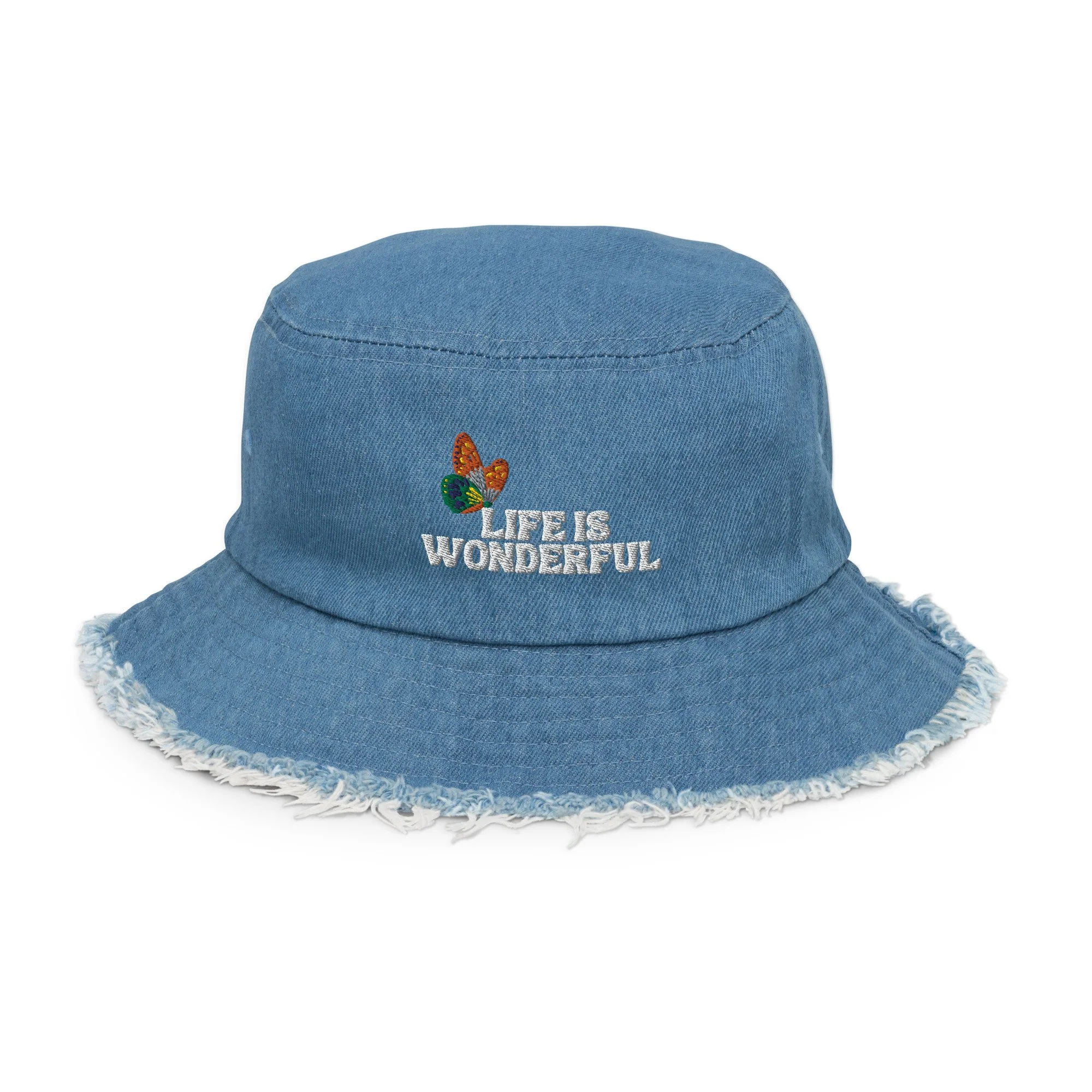 Life is Wonderful Butterfly Distressed Bucket Hat — Gyasi Clarke Life is Wonderful Butterfly Distressed Bucket Hat — Gyasi Clarke