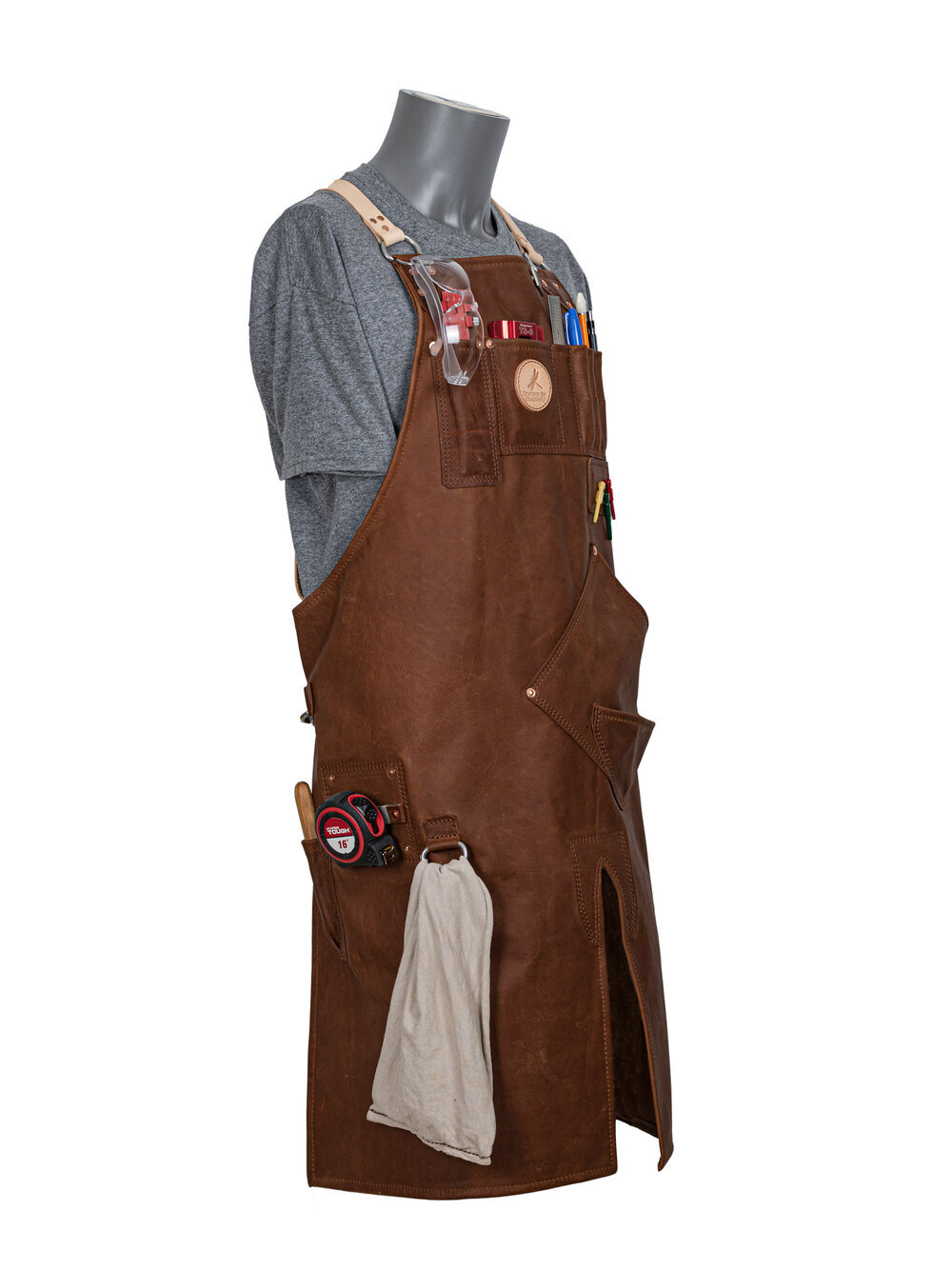Modern Split leg Leather Work Apron with Ring and Belt Buckle|Made To Measure 