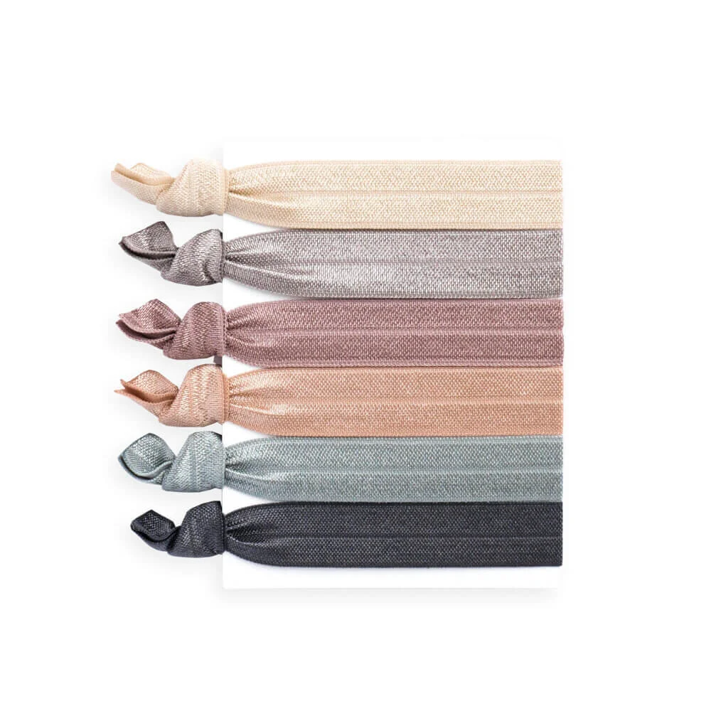 Earth Tone Hair Tie Gift Set 6 Creaseless Elastic Hair Bands