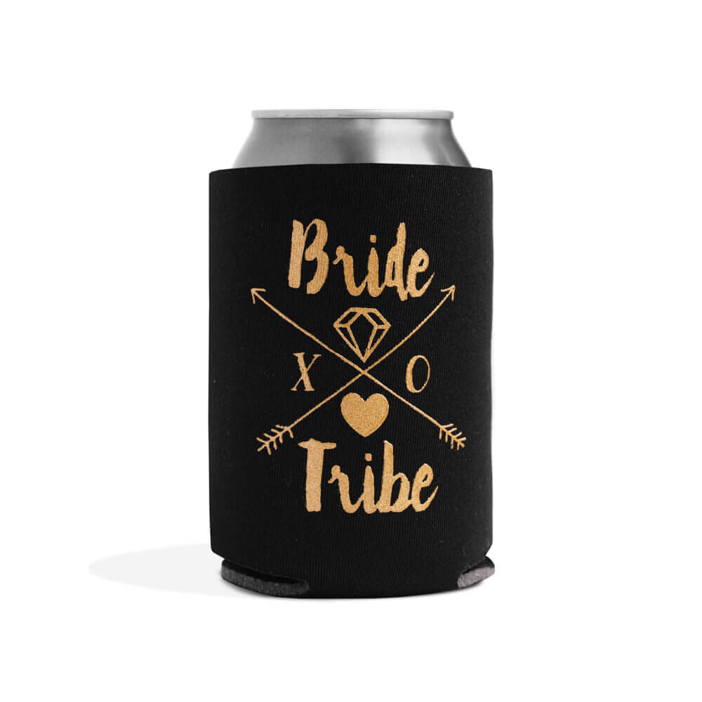 Bride and Bride Tribe Can Coolers Sleeves,Set of 8 Bottle Cover,Neoprene Beer Cans Insulators Beach Bachelorette Bridal Shower Wedding Party Supplies Favors 1Pcs White and 7Pcs Green 