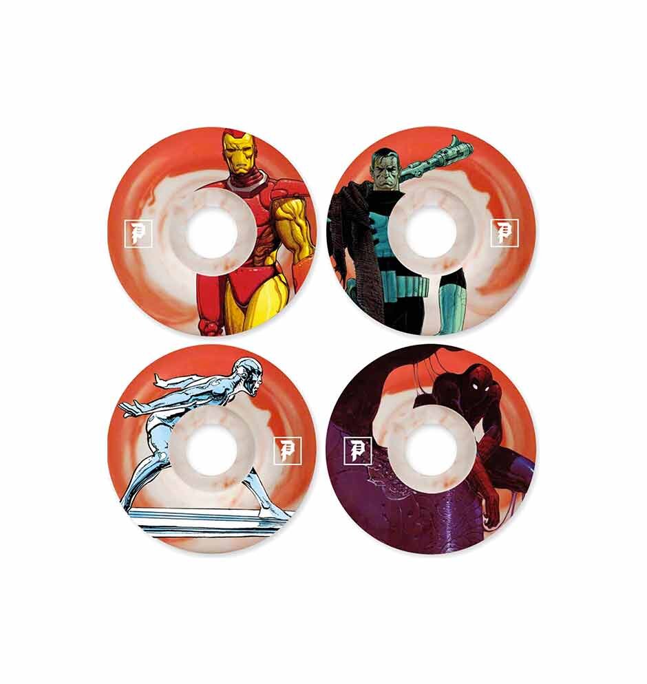 Primitive x Marvel Comics 53mm Spiderman Iron Man Swirl Skateboard Wheels 