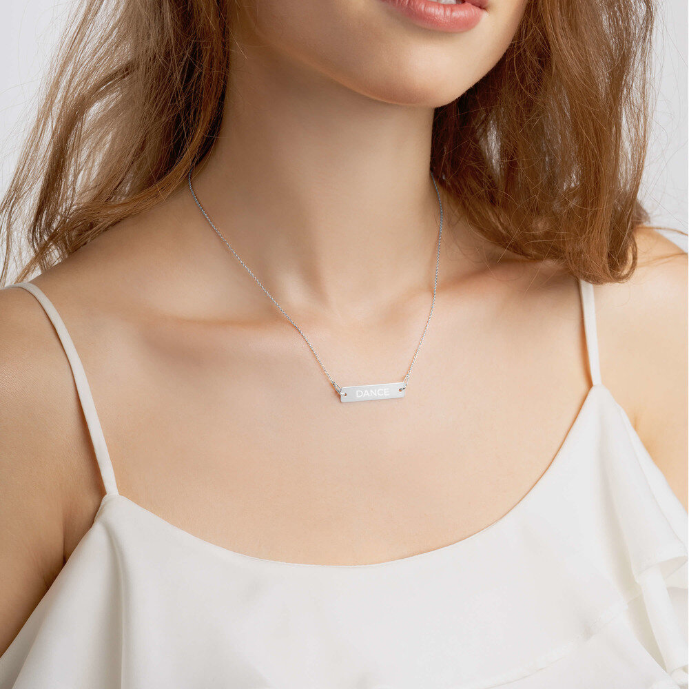 DANCE Engraved Silver Bar Chain Necklace — DANCE TO BE FREE