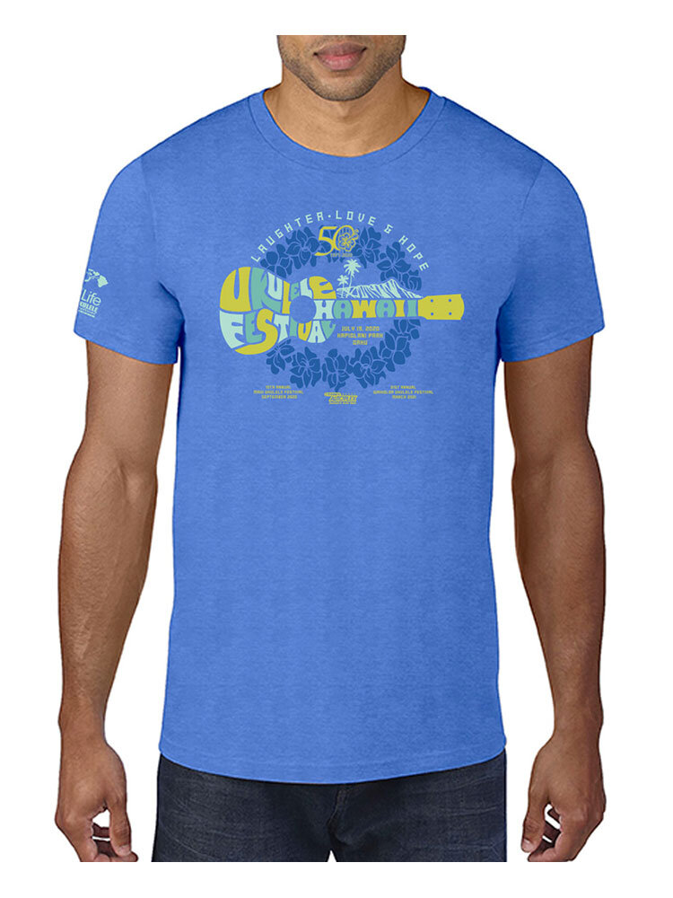 50th Annual Ukulele Festival T-Shirt (2020) - Blue Heather — Ukulele  Festival Hawaii