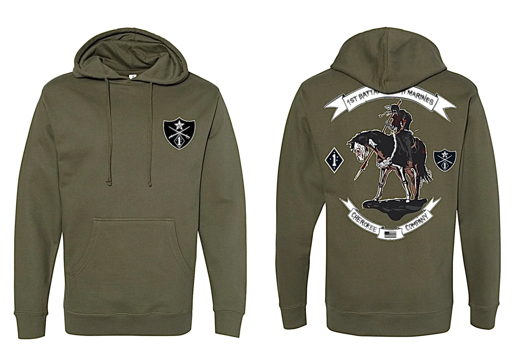 Cherokee Co. 1st Battalion 5th Marines Pullover Hoodie War Faced