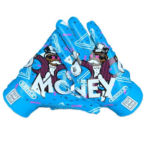 Battle Sports Adult Gradient Doom 1.0 Football Gloves - Red/White/Blue Sz XL