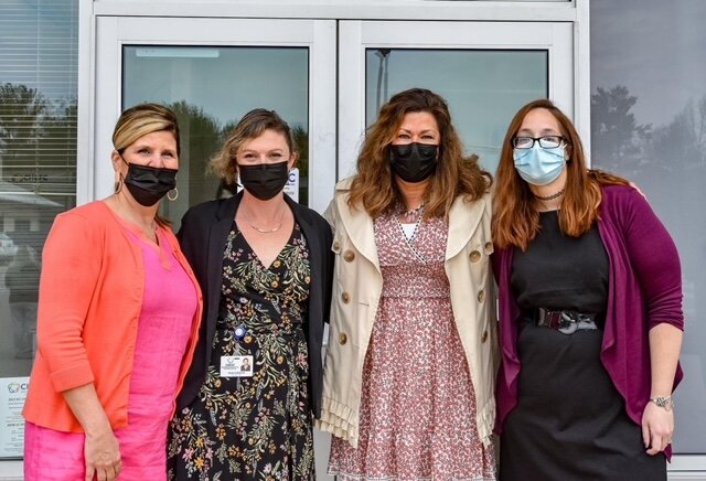 Shannan Beaton (COVID-Ops Coordinator), Jessica Calabrese (COO), Angela Verheyen (Dental Operations Manager) and Katalin Krieger (Medical Operations Manager) at grand opening ceremony April 28th 2021 (photo credit to Mitchell Grosky)