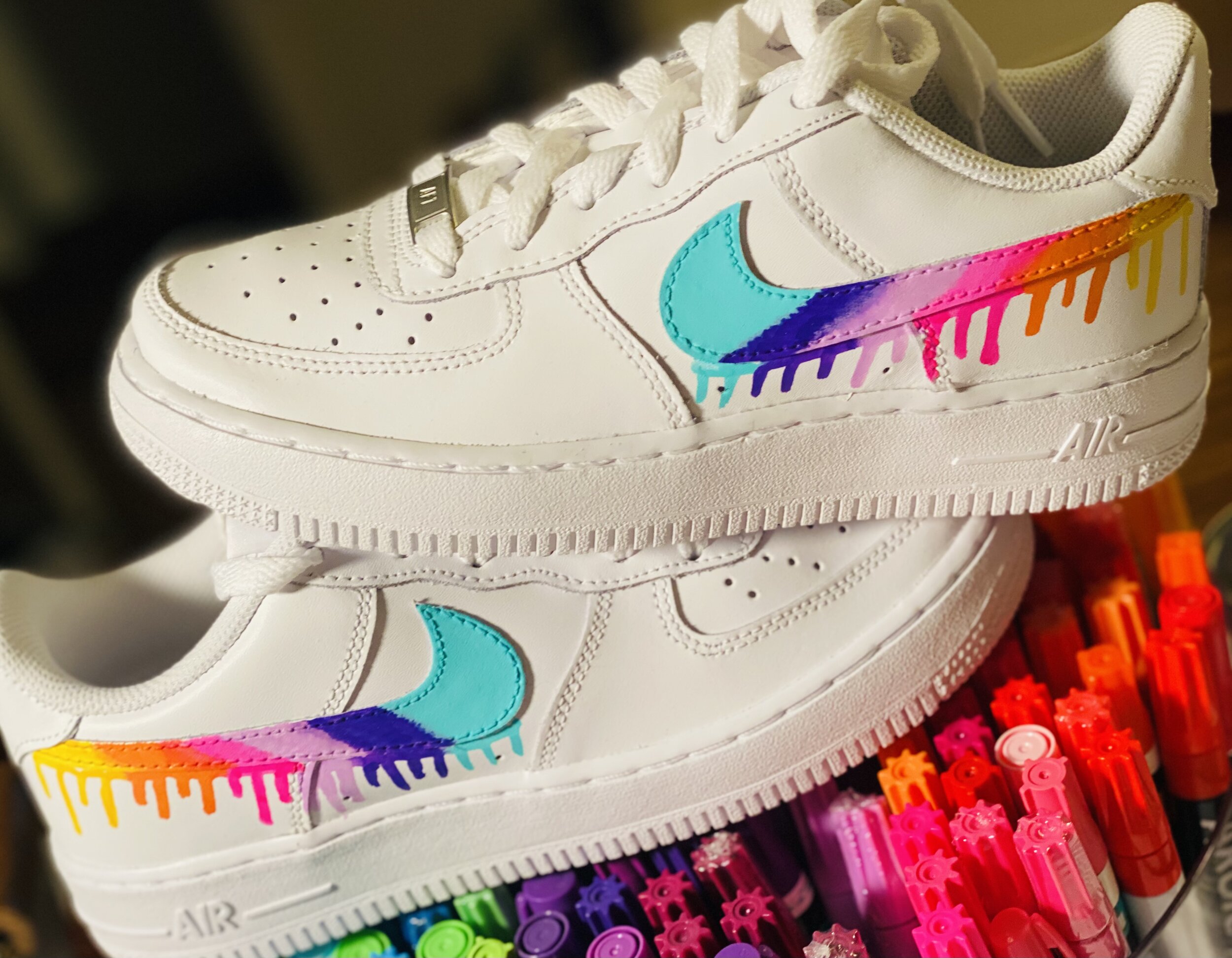 Nike, Shoes, Custom Nike Air Force S Drip Swoosh