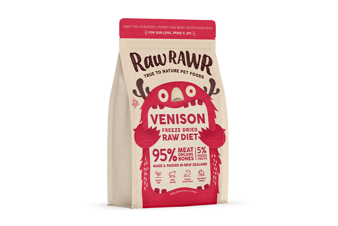 Venison Freeze Dried Raw Diet - Available in 100g and 400g bags  Suitable for all life stages Great for pets with sensitivities or allergies Learn more