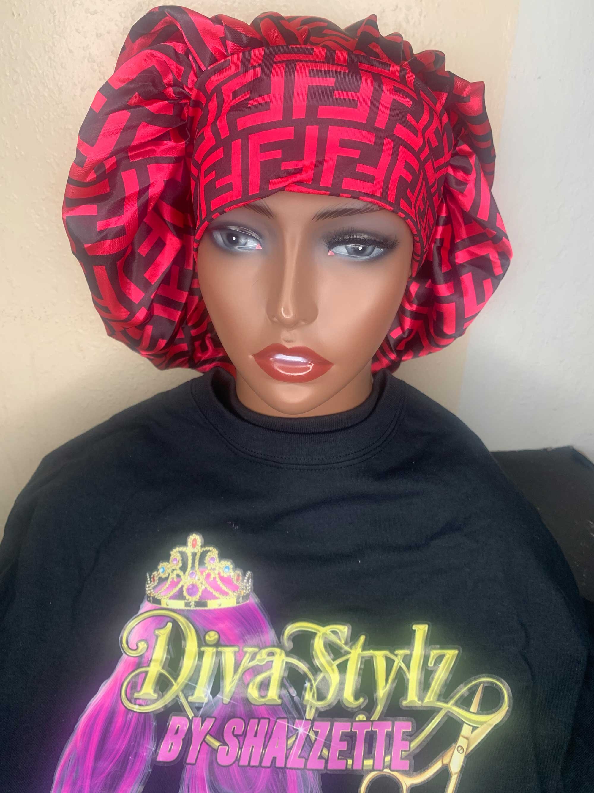 Chanel Silk / Satin Designer bonnet. Sleeping cap/ shower cap. Pink vault  official