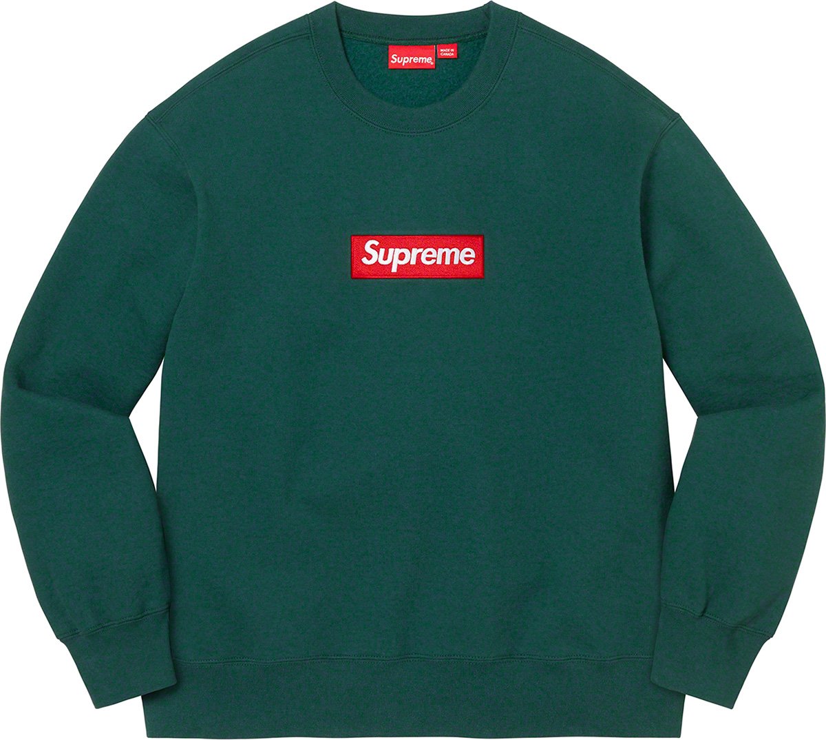 Supreme Box Logo Crewneck (Blue) Heavyweight crossgrain brushed-back fleece  with embroidered logo on chest.