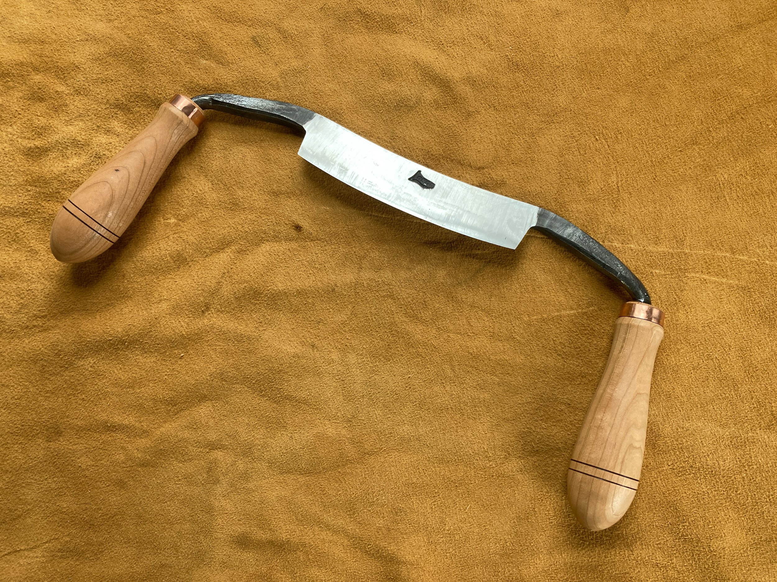 Inshave Curved Draw Knife with Leather Cover