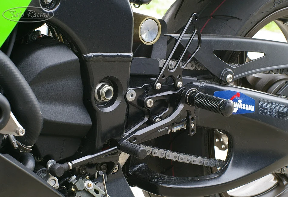 KRACE CNC Rearset Foot Peg Set For Kawasaki ZX10R (2006-2010) – Black Anodized Billet Aluminum