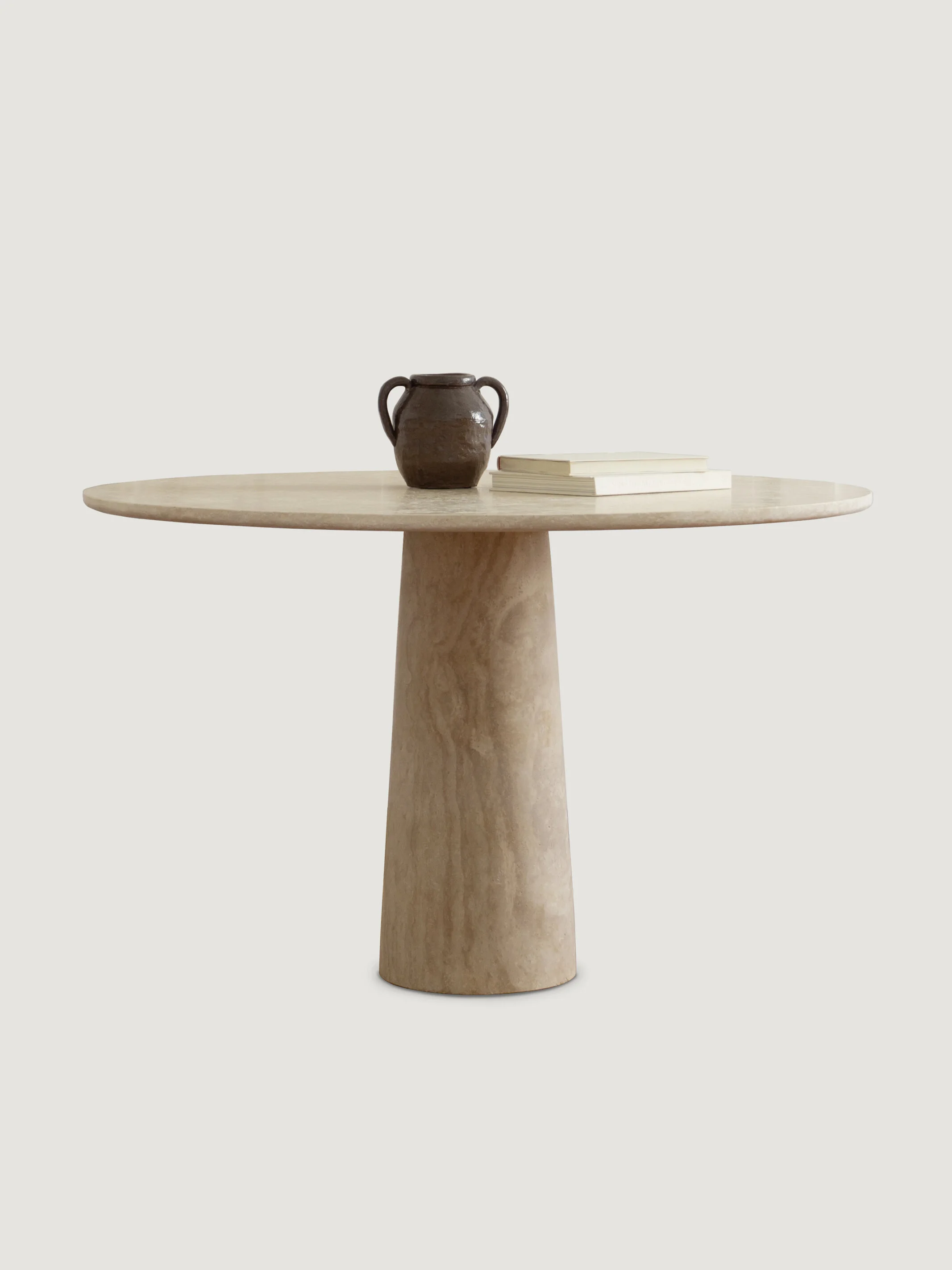 Round travertine dining table outlet