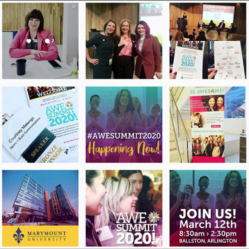 AWE的社交媒体一直在宣传其使命，即帮助女性企业主通过小型团体聚会相互支持, 策划组, 以及像AWE峰会这样的教育活动, 半天的商业教育活动.
