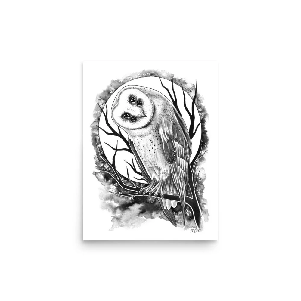 Barn Owl Tattoo Stencil