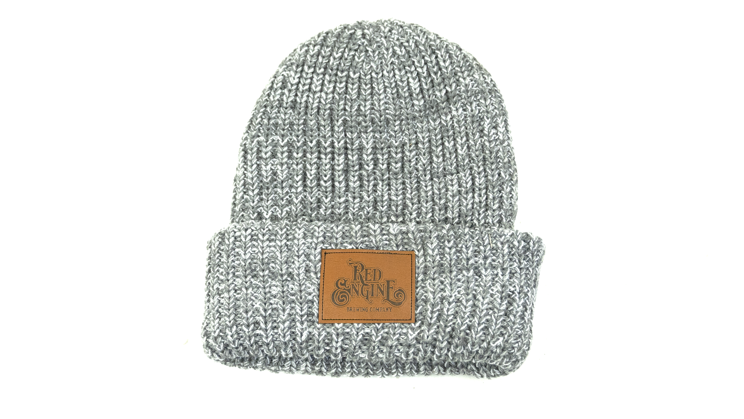 Chunky Knit Beanie w/Leather Patch — REBC