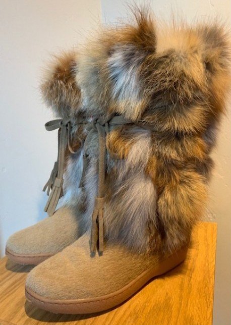 Pajar Foxy Ski Boots Cow Suede Beige Rabbit Fur EU 37 US 6.5