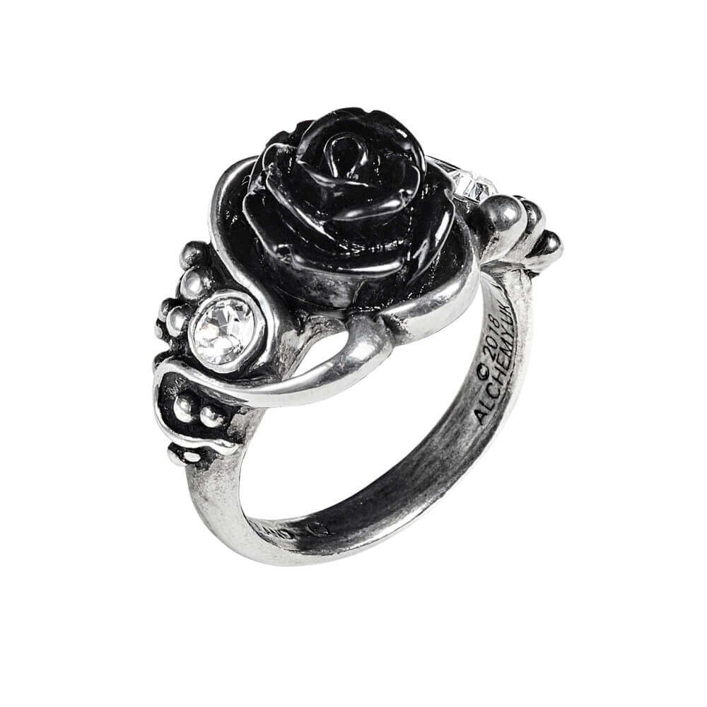Bakken Grazen mechanisme Black Rose Ring with Crystals — Metal Babe Mayhem