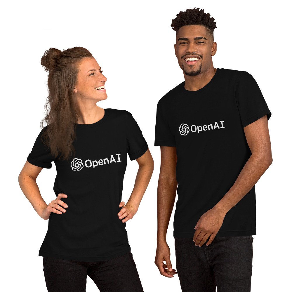 OpenAI Logo (white wide logo) T-Shirt • AI Store
