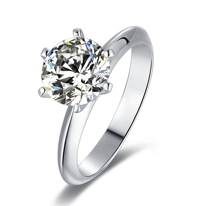 Certified 2.0 Ct Moissanite 6 Claw Platinum Wedding RIng 
