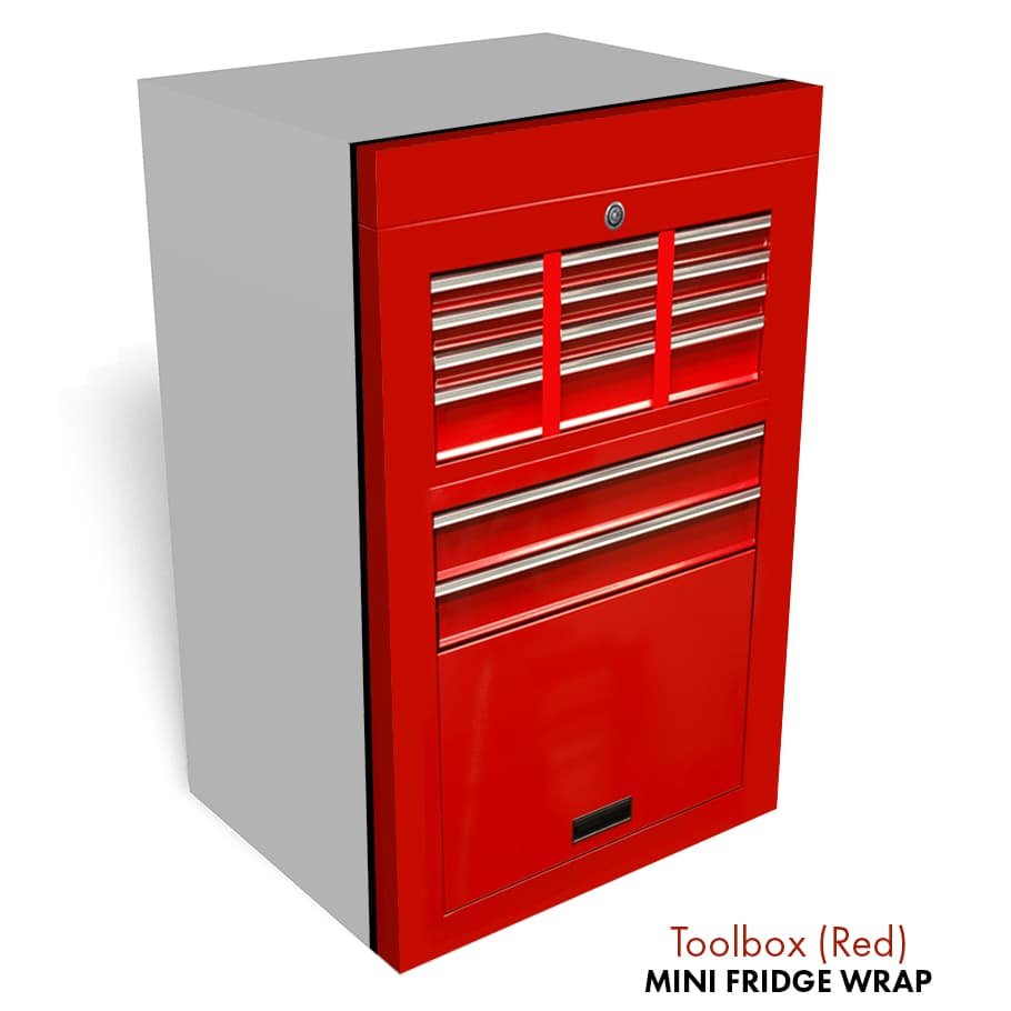 Red Tool Chest Mini Fridge Wrap — RM wraps LLC